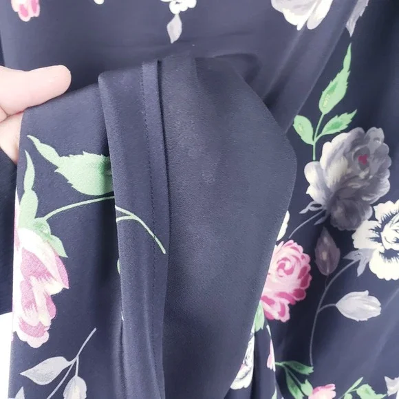 Lauren Ralph Lauren Skirt Black Floral Silk High Low Midi Womens Size 12 - Picture 6 of 7